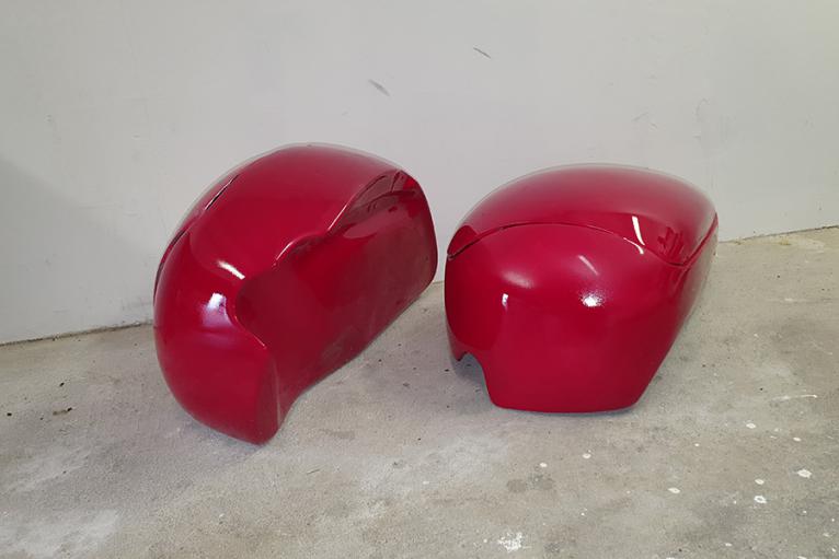 Valises "Big Corb look" pour custom Honda F6C Valkyrie : pièces peintes