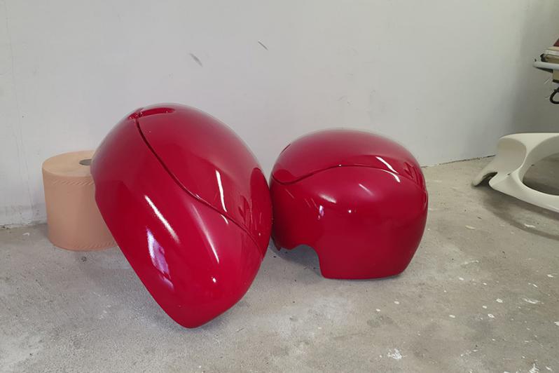 Valises "Big Corb look" pour custom Honda F6C Valkyrie : pièces peintes